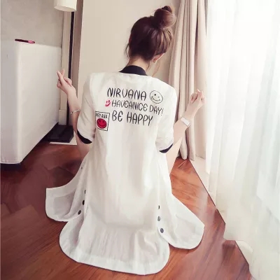 韓版2017夏季新款女裝寬松五分袖雪紡披肩開衫中長款薄外套防曬衣