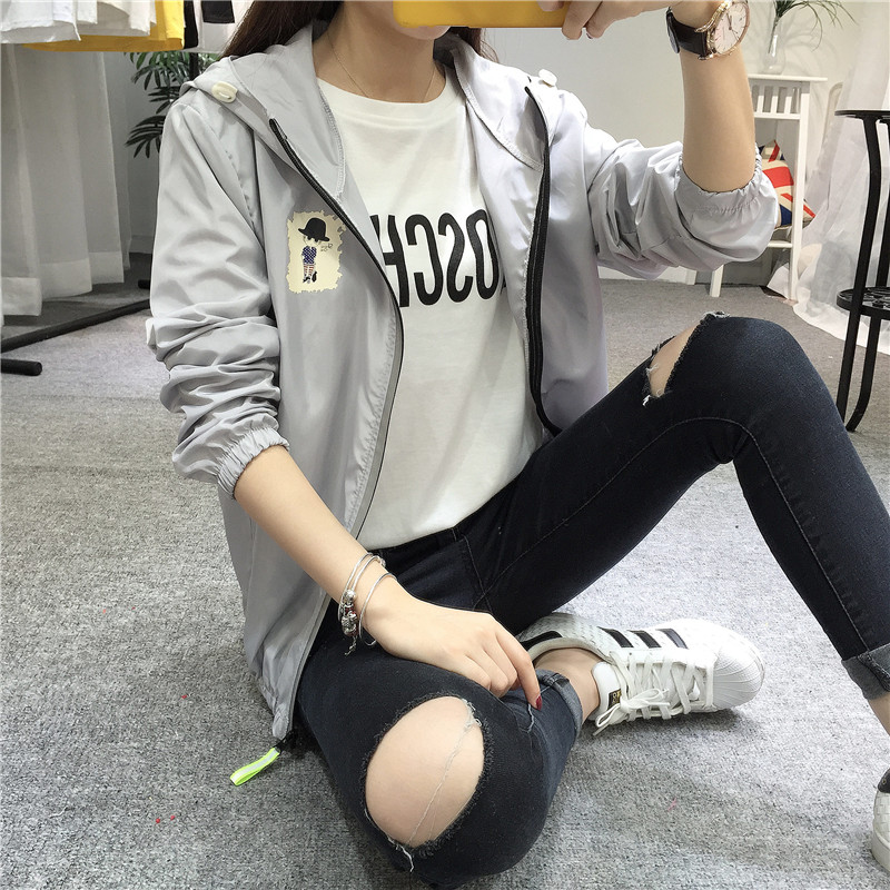 外套女春秋韓版學生潮2017新款印花短款百搭長袖顯瘦棒球服上衣bf