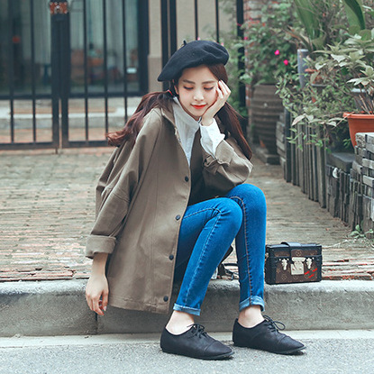 2017春裝新款韓國ulzzang學院風BF寬松工裝外套女學生蝙蝠袖夾克